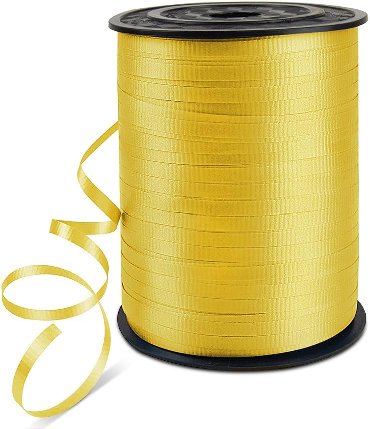 HimBen 500 Yards Curling Ribbon for Gift Wrapping, 3/16" Balloon String for Christmas Valentine Birthday Wedding Party Festival Decoration, Crafts, Flower Bouquet(Crimped Yellow) - Image 1